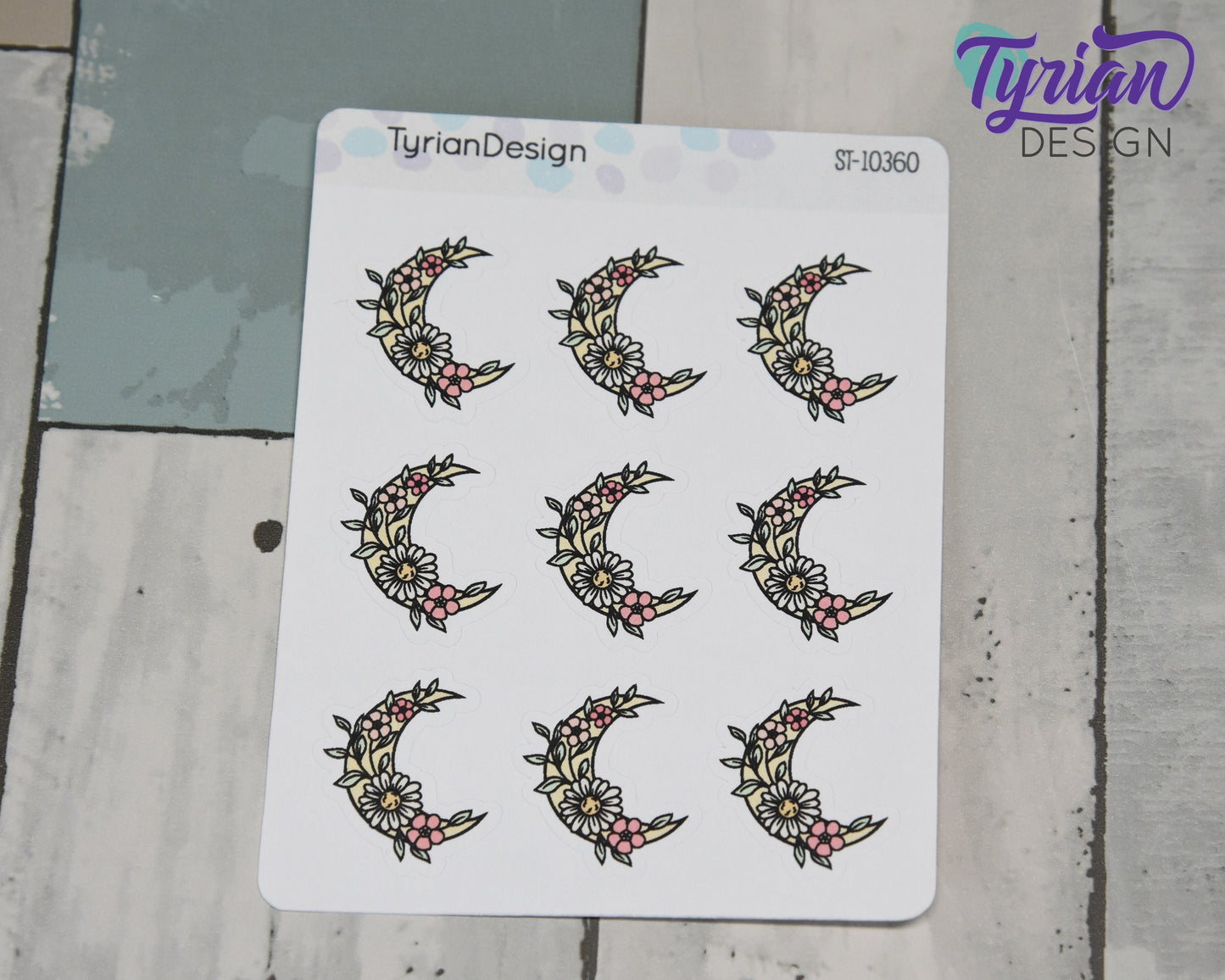 Pastel Watermelon Moon Stickers | Flower Moon | 9 Stickers per sheet | 1 x 1" Sticker size | | 3.5 x 4.5" Sheet | White or Clear Matte