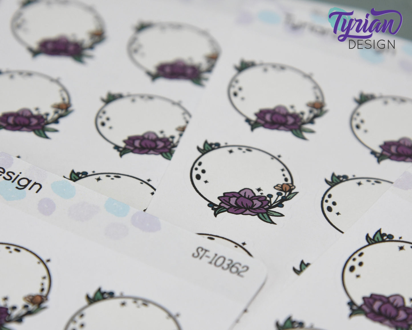 Full Moon Stickers | Full Moon with Flowers | 9 Stickers per sheet | 1 x 1" Sticker size | | 3.5 x 4.5" Sheet | White or Clear Matte