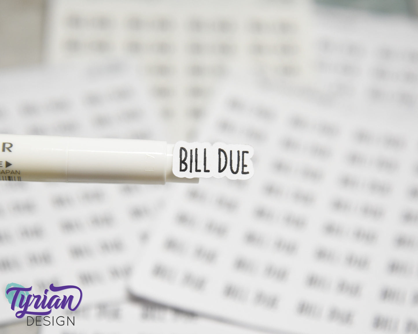Bill Due Stickers | 32 Stickers | .73" x .35" Each | Charley Font