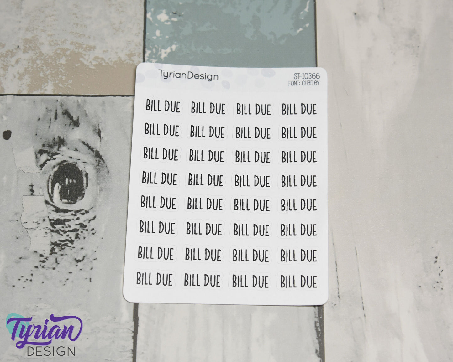 Bill Due Stickers | 32 Stickers | .73" x .35" Each | Charley Font