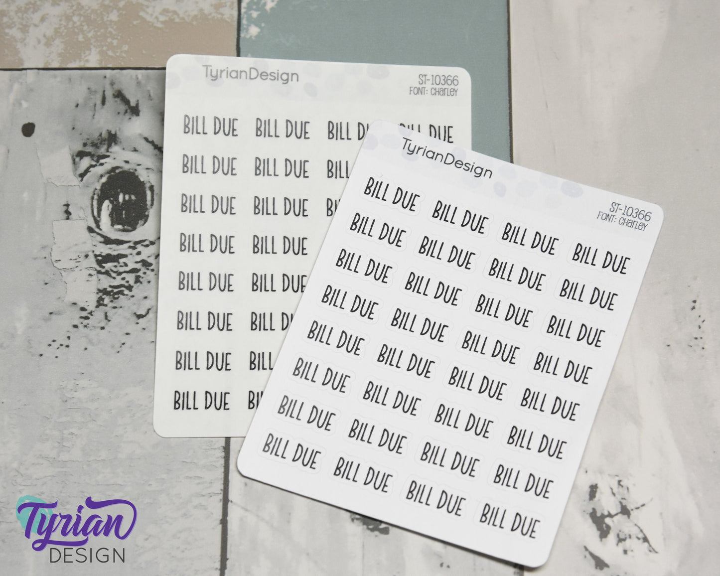 Bill Due Stickers | 32 Stickers | .73" x .35" Each | Charley Font