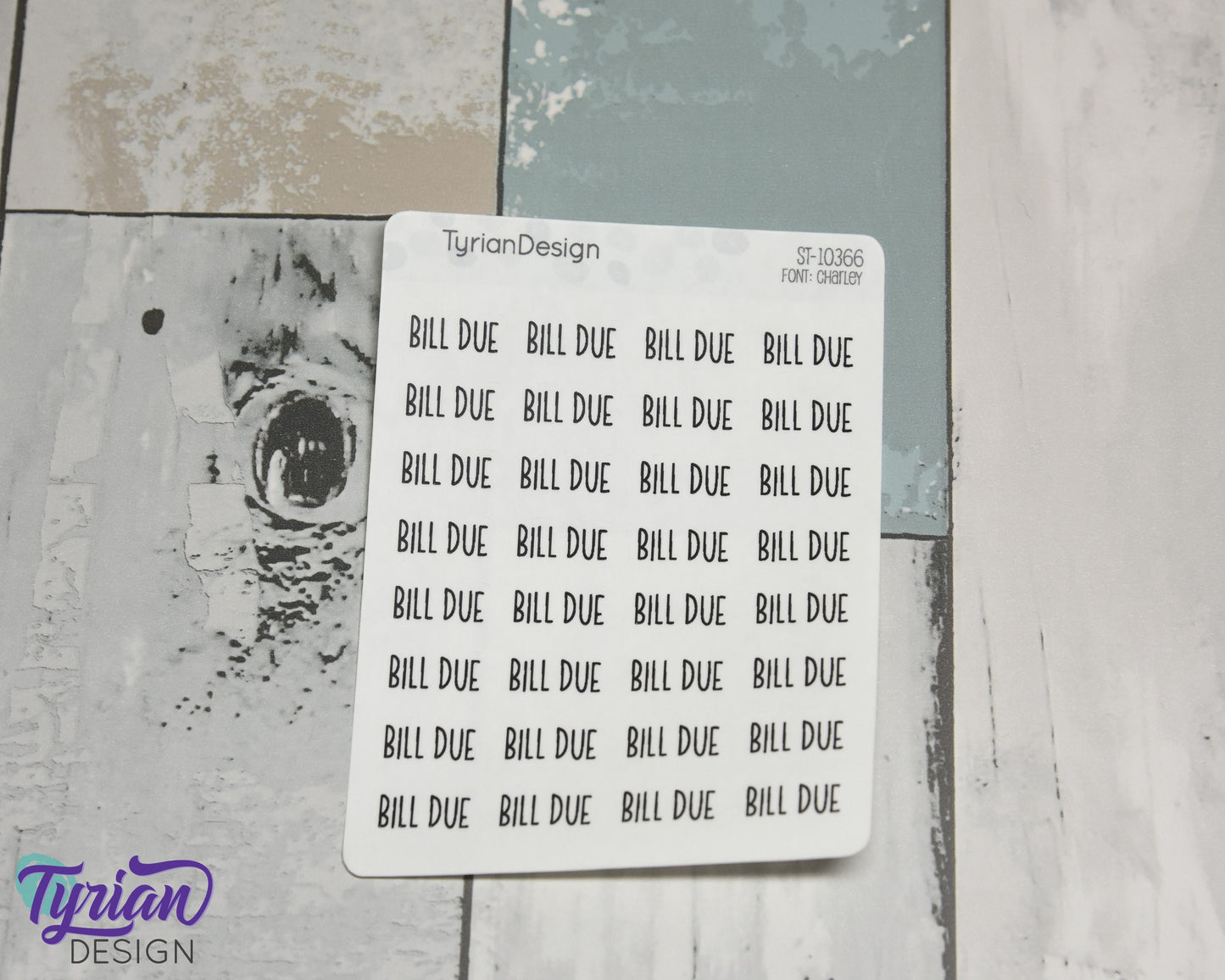 Bill Due Stickers | 32 Stickers | .73" x .35" Each | Charley Font