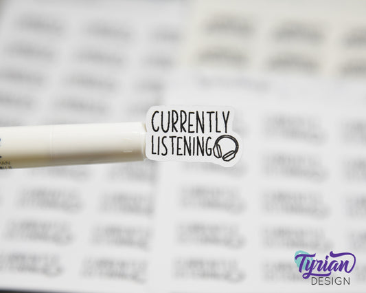 Currently Listening Stickers | 15 Stickers | .95" x .61" Each | Charley Font
