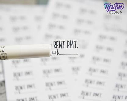 Rent Payment Stickers | 18 Stickers | 1" x .55" Each | Charley Font