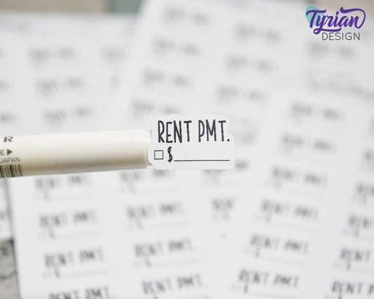 Rent Payment Stickers | 18 Stickers | 1" x .55" Each | Charley Font