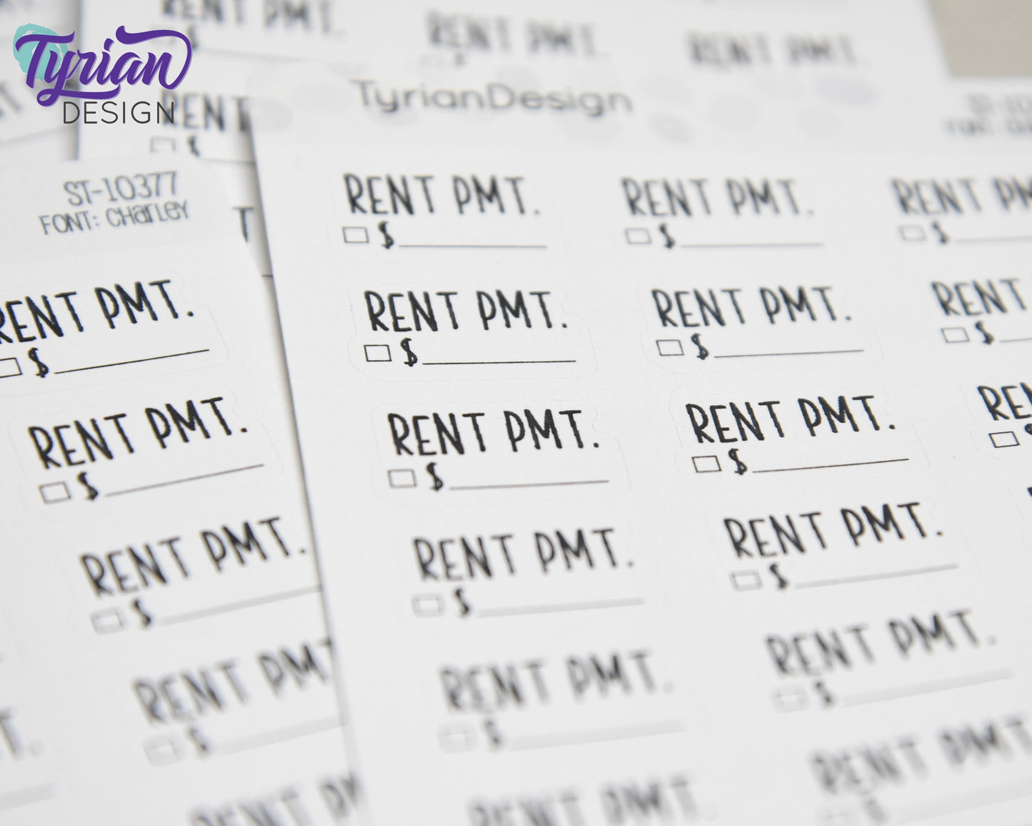 Rent Payment Stickers | 18 Stickers | 1" x .55" Each | Charley Font