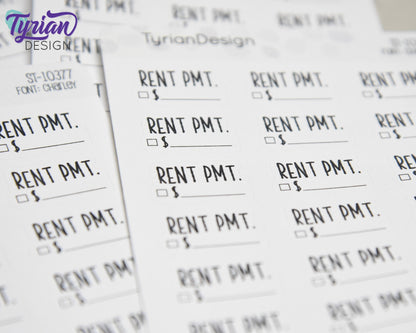 Rent Payment Stickers | 18 Stickers | 1" x .55" Each | Charley Font