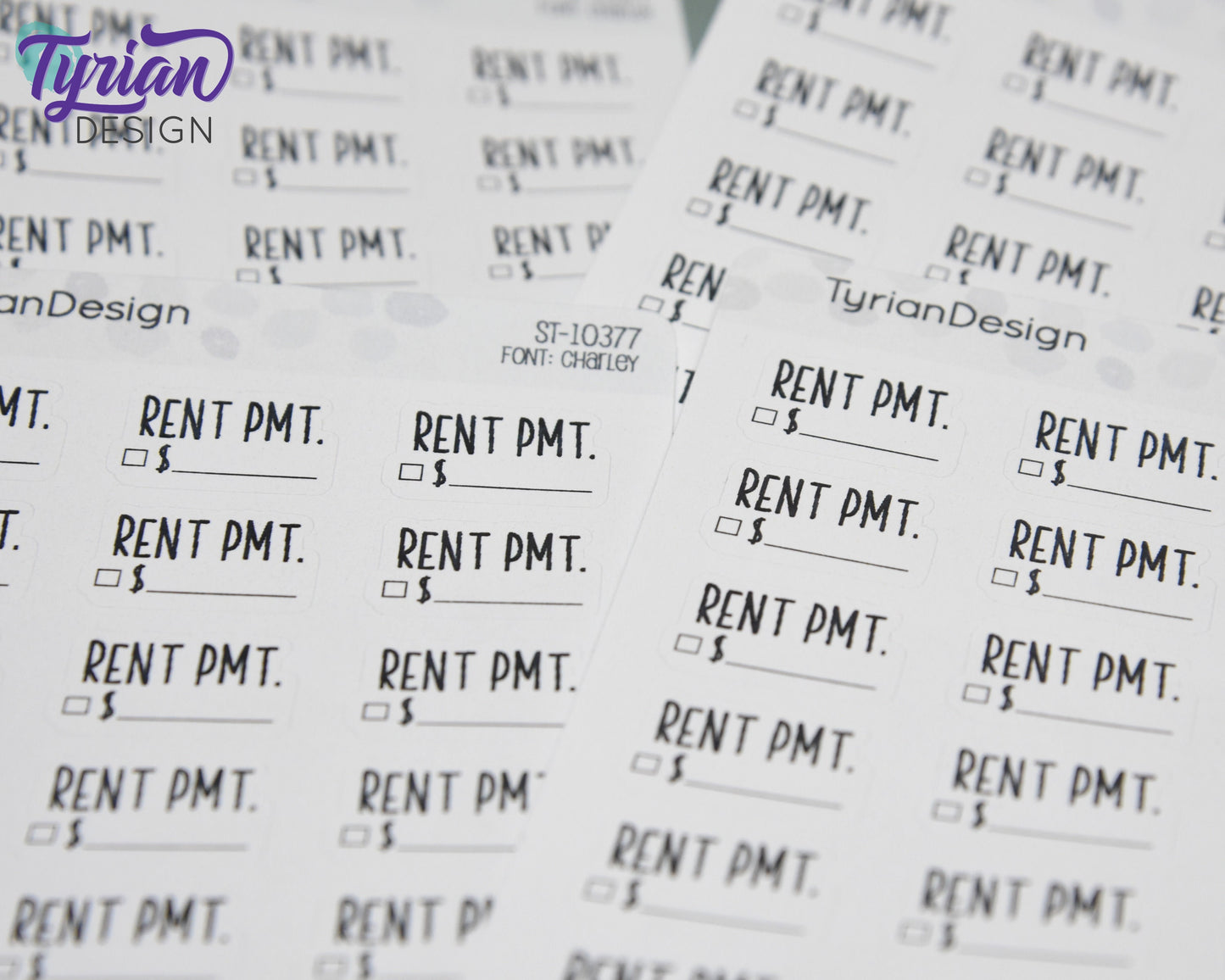 Rent Payment Stickers | 18 Stickers | 1" x .55" Each | Charley Font
