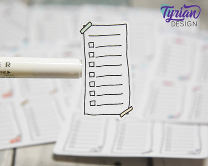 List Sticky Note Stickers | 6 Stickers | 1" x 2" each | Various Colors