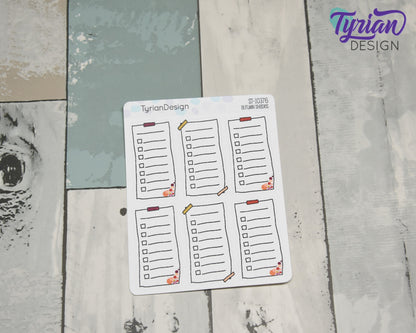 List Sticky Note Stickers | 6 Stickers | 1" x 2" each | Various Colors