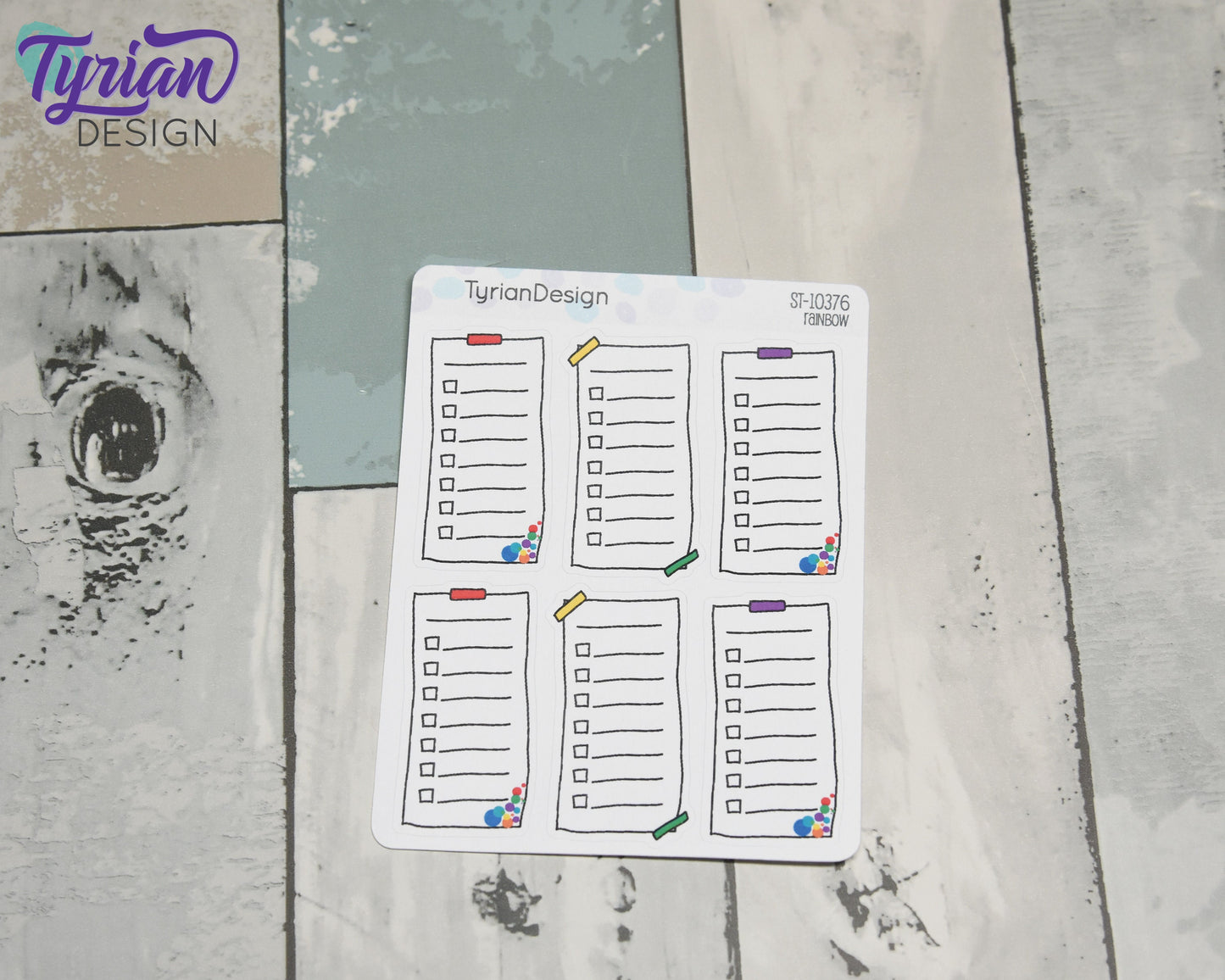 List Sticky Note Stickers | 6 Stickers | 1" x 2" each | Various Colors