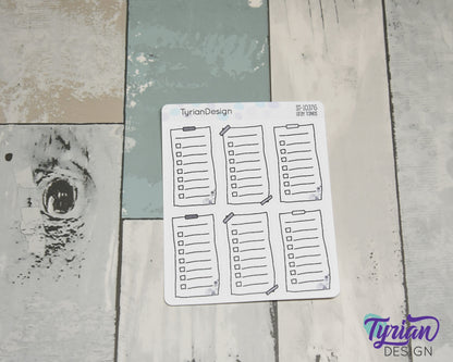 List Sticky Note Stickers | 6 Stickers | 1" x 2" each | Various Colors
