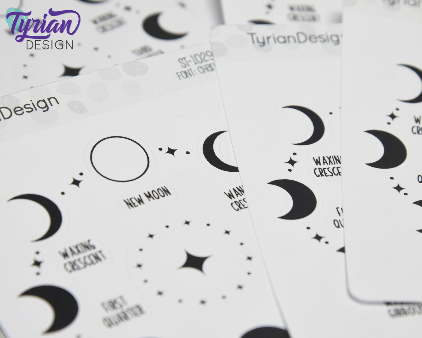 Moon Phases Icon Stickers | Phases of the Moon with extras | Moon stickers Great for Planners, journals and calendars