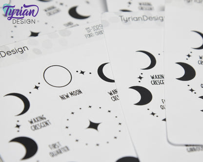 Moon Phases Icon Stickers | Phases of the Moon with extras | Moon stickers Great for Planners, journals and calendars