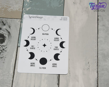 Moon Phases Icon Stickers | Phases of the Moon with extras | Moon stickers Great for Planners, journals and calendars