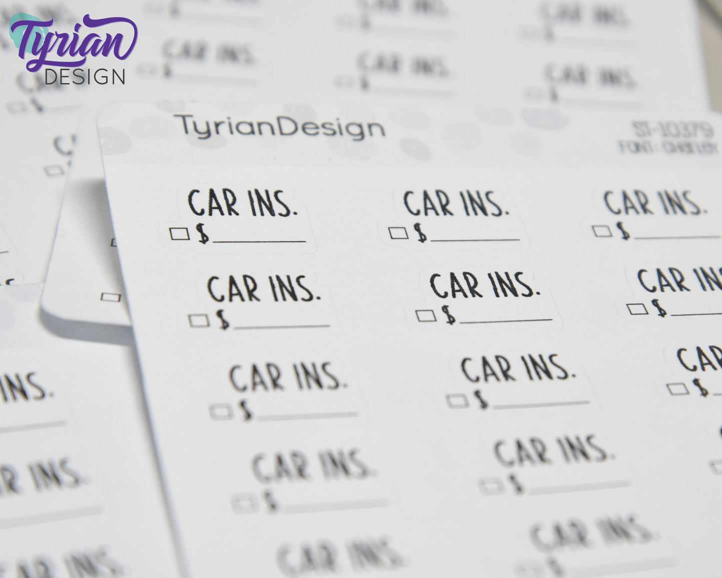 Car Insurance Stickers | 18 Stickers | .78" x .54" Each | Charley Font