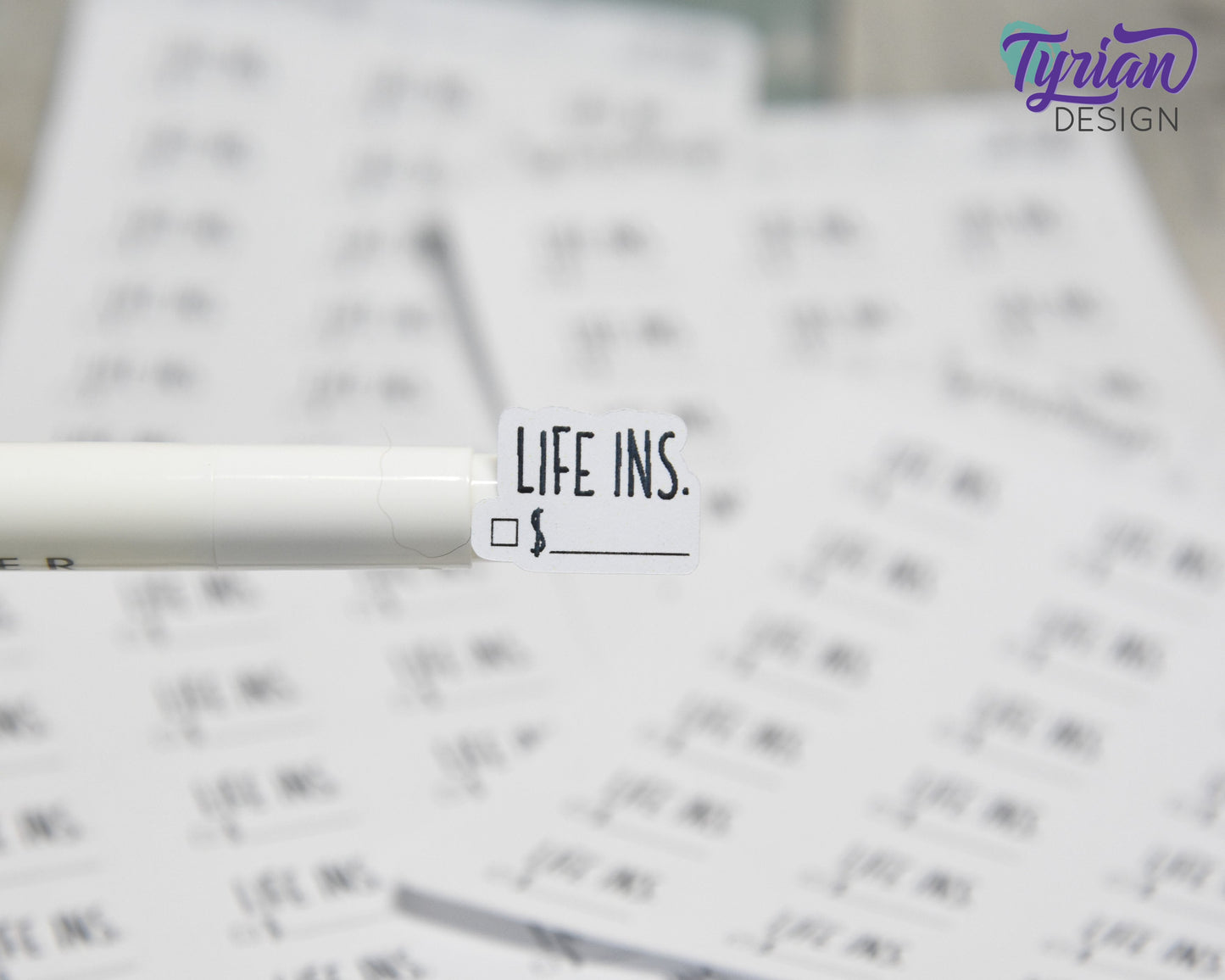 Life Insurance Stickers | 18 Stickers | .78" x .54" Each | Charley Font