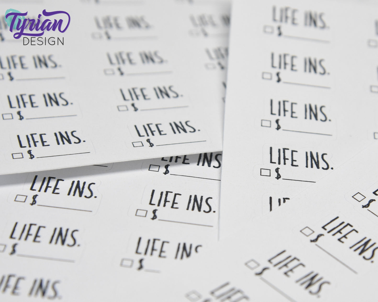 Life Insurance Stickers | 18 Stickers | .78" x .54" Each | Charley Font