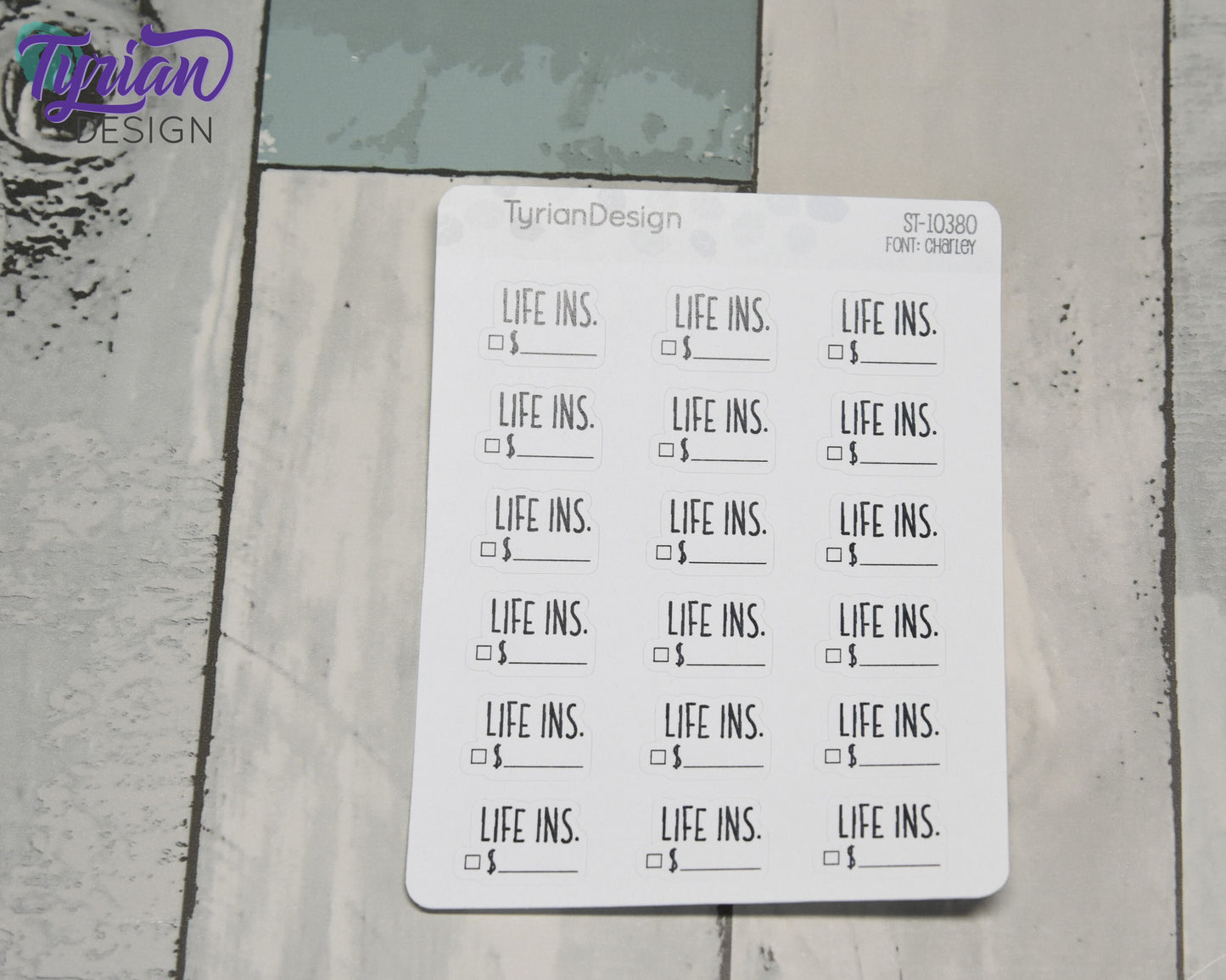 Life Insurance Stickers | 18 Stickers | .78" x .54" Each | Charley Font