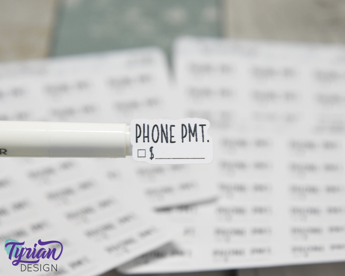 Phone Payment Stickers | 18 Stickers | .95" x .54" Each | Charley Font