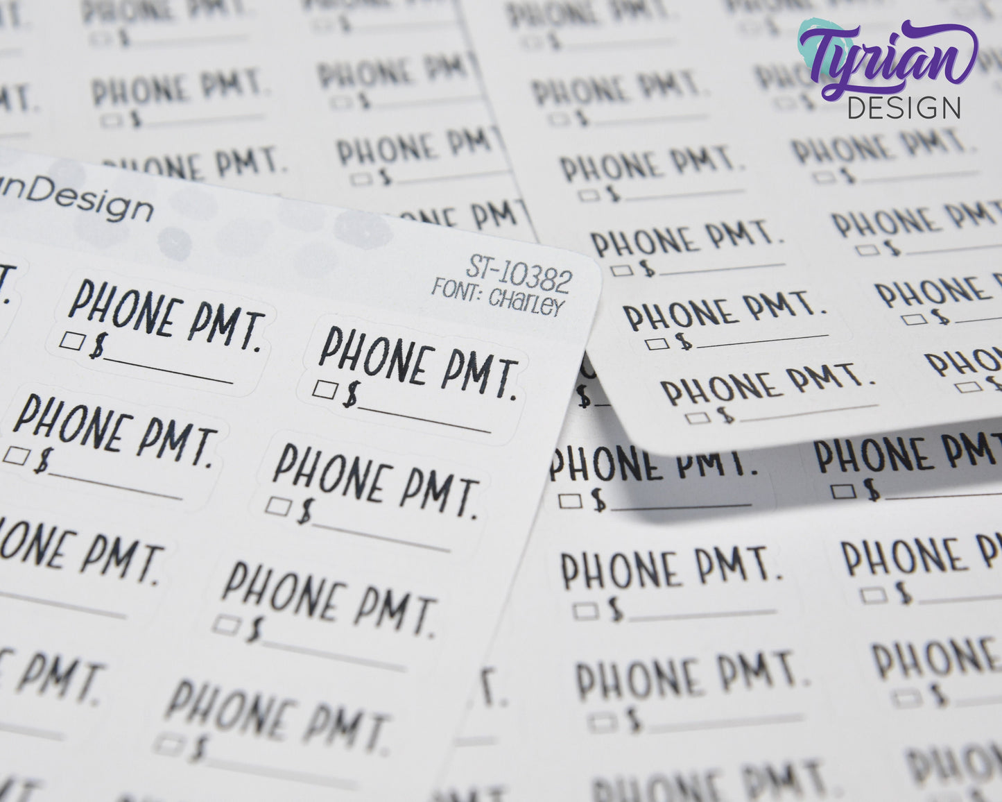 Phone Payment Stickers | 18 Stickers | .95" x .54" Each | Charley Font