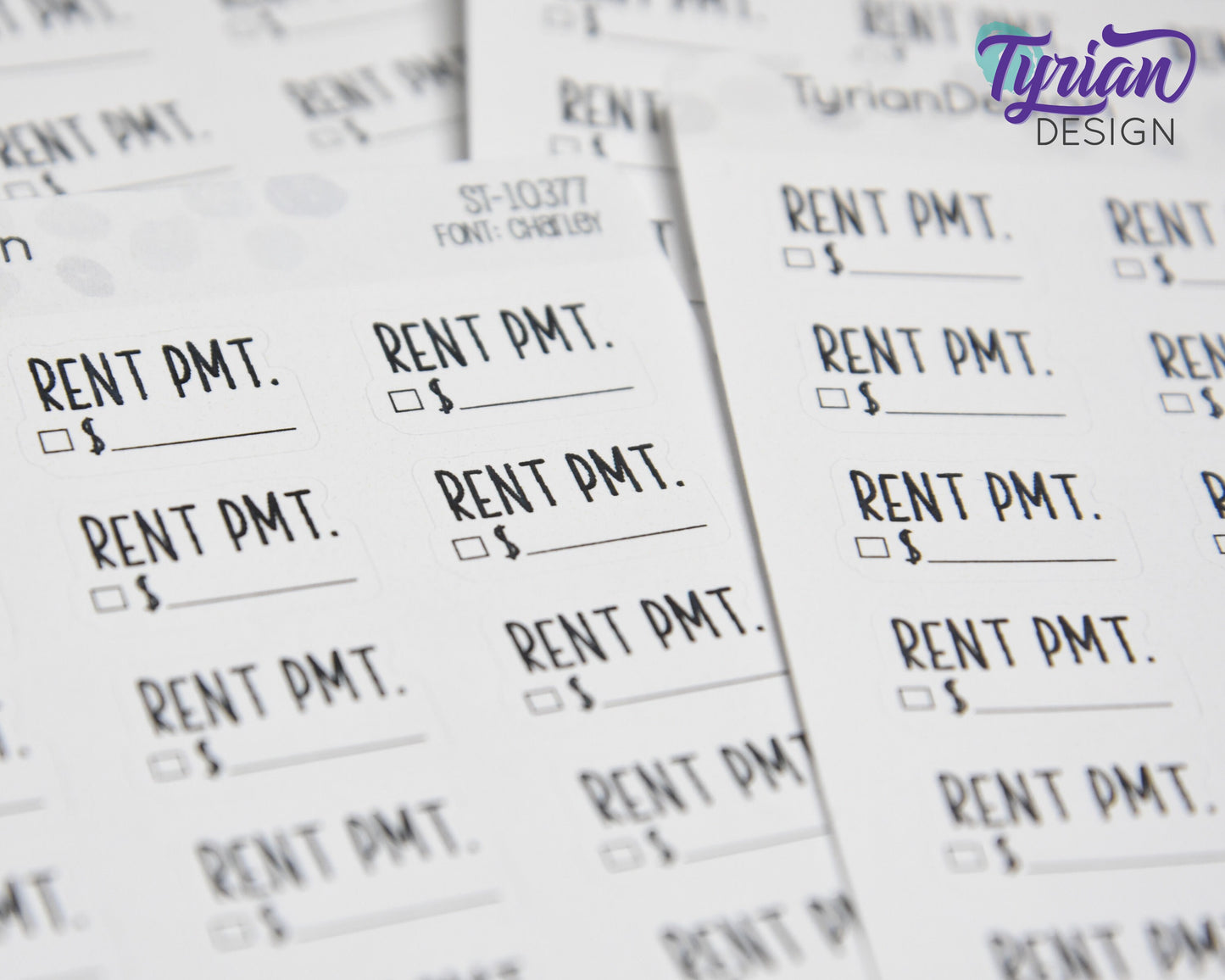 Rent Payment Stickers | 18 Stickers | 1" x .55" Each | Charley Font