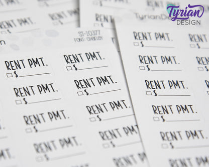 Rent Payment Stickers | 18 Stickers | 1" x .55" Each | Charley Font