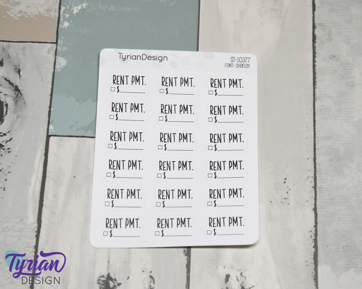 Rent Payment Stickers | 18 Stickers | 1" x .55" Each | Charley Font