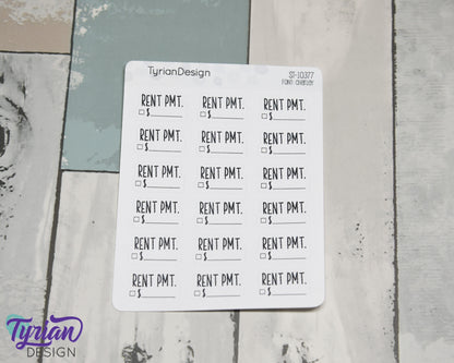 Rent Payment Stickers | 18 Stickers | 1" x .55" Each | Charley Font