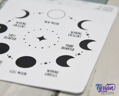 Moon Phases Icon Stickers | Phases of the Moon with extras | Moon stickers Great for Planners, journals and calendars