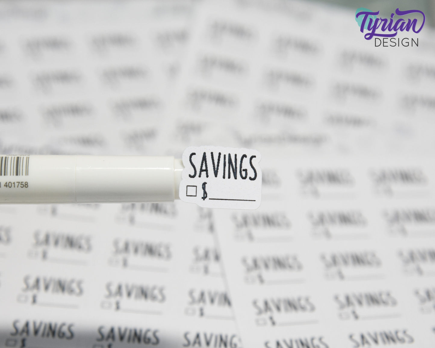 Savings Stickers | 24 Stickers | .73" x .54" Each | Charley Font