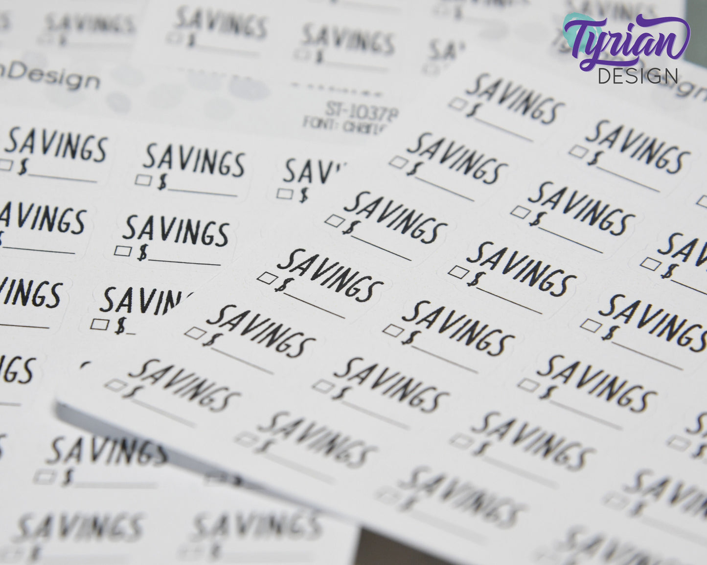 Savings Stickers | 24 Stickers | .73" x .54" Each | Charley Font