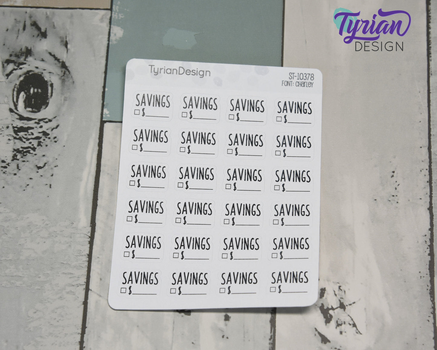 Savings Stickers | 24 Stickers | .73" x .54" Each | Charley Font