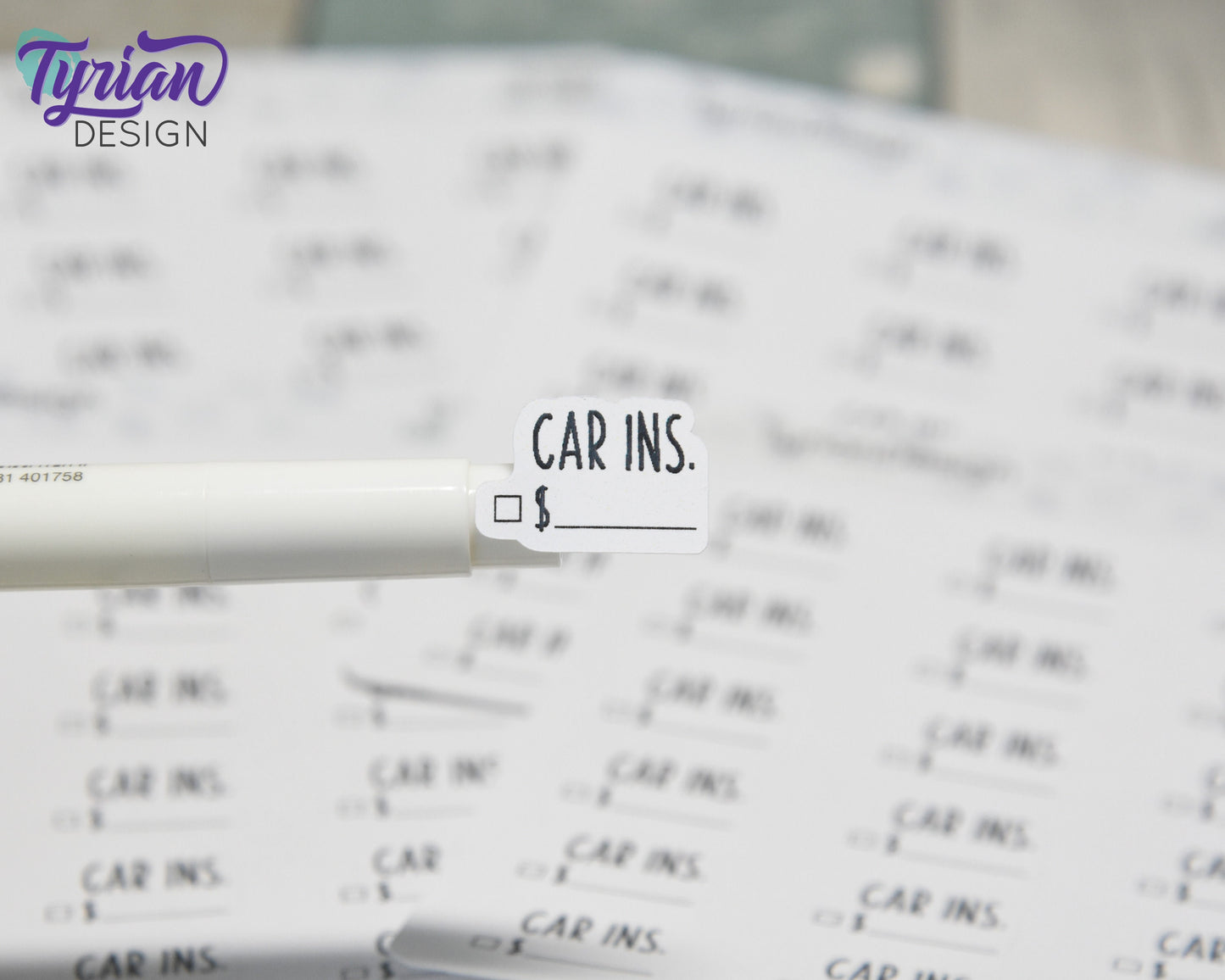 Car Insurance Stickers | 18 Stickers | .78" x .54" Each | Charley Font