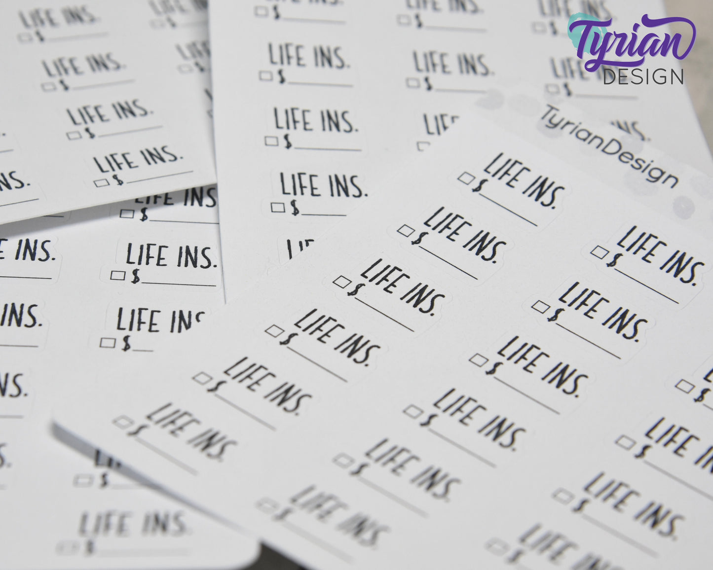 Life Insurance Stickers | 18 Stickers | .78" x .54" Each | Charley Font