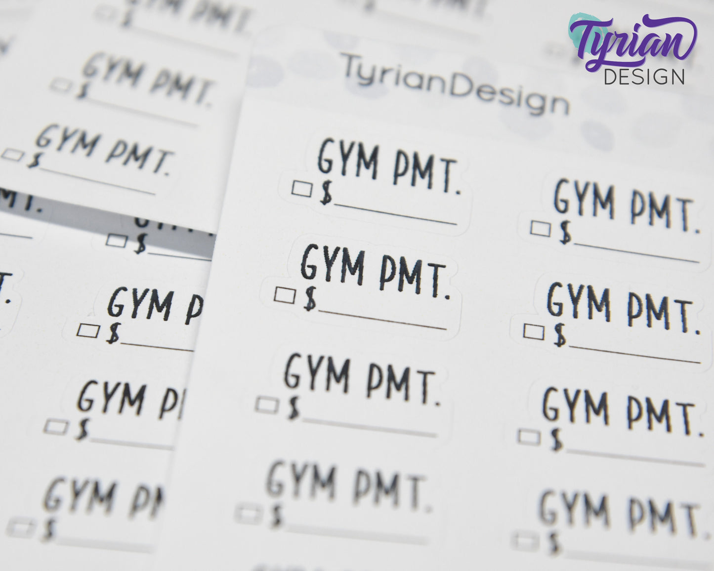 Gym Payment Stickers | 18 Stickers | .87" x .54" Each | Charley Font