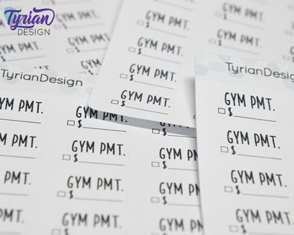 Gym Payment Stickers | 18 Stickers | .87" x .54" Each | Charley Font