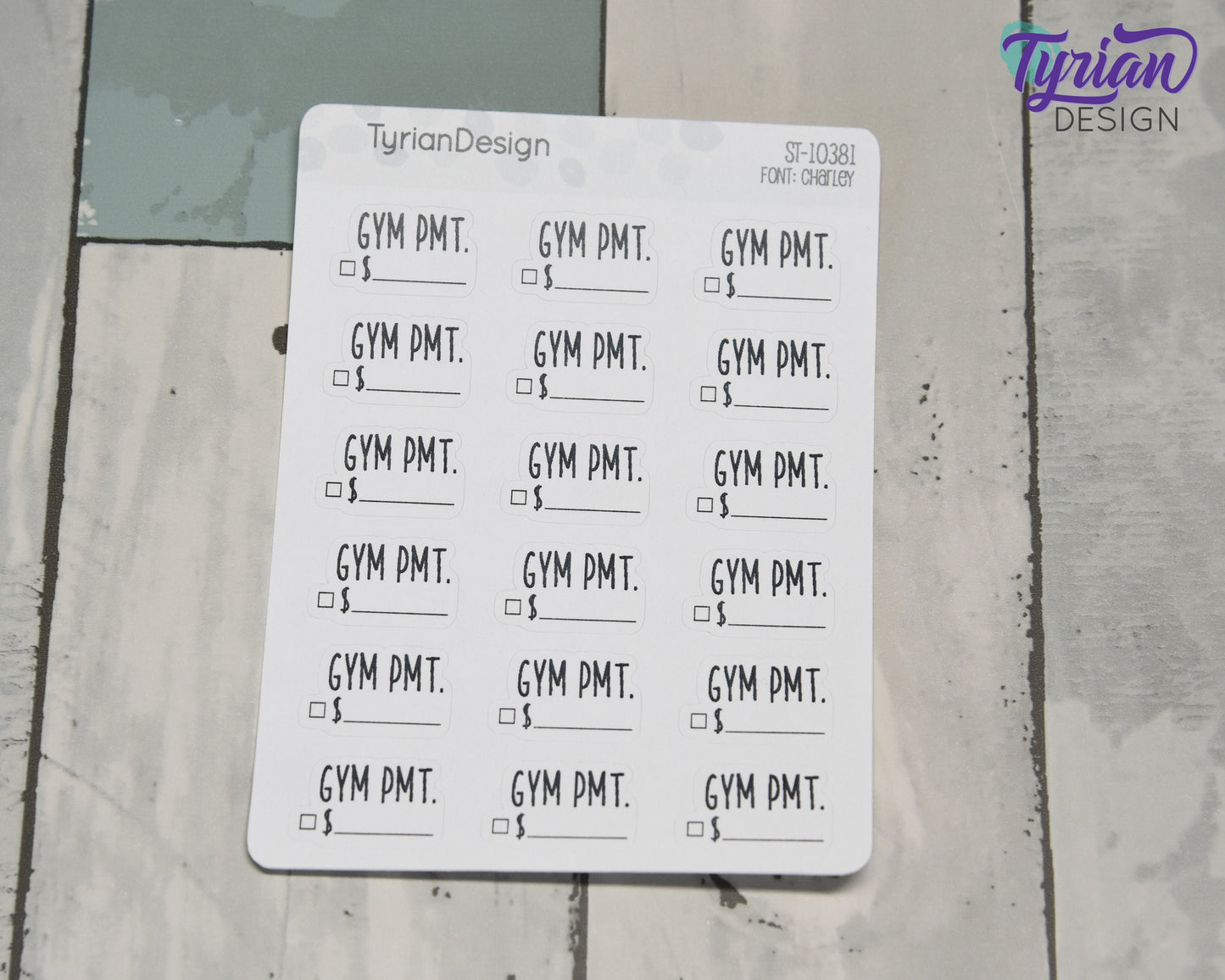 Gym Payment Stickers | 18 Stickers | .87" x .54" Each | Charley Font