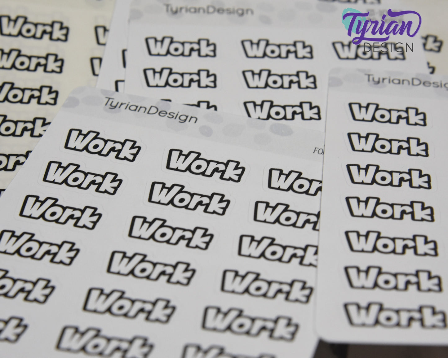 Work Stickers  | 21 Stickers | .96" x .47" Each | Detroit Font
