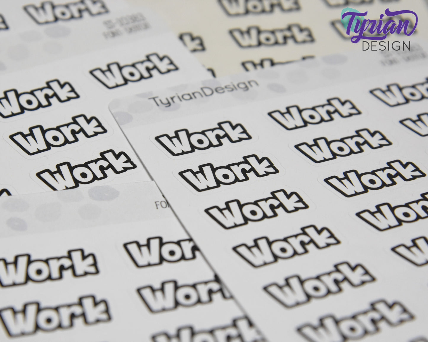 Work Stickers  | 21 Stickers | .96" x .47" Each | Detroit Font