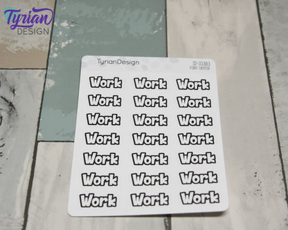 Work Stickers  | 21 Stickers | .96" x .47" Each | Detroit Font