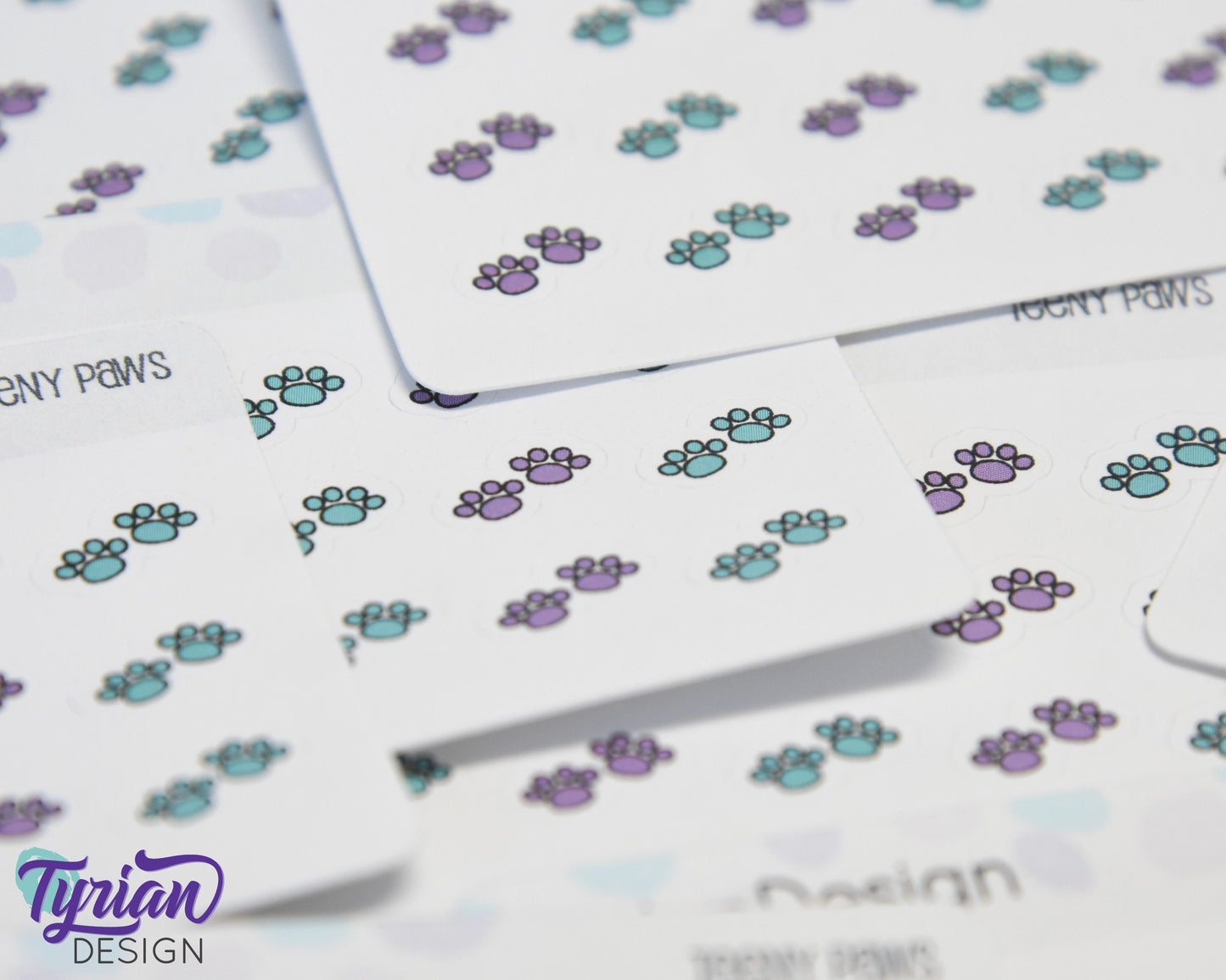 Paw Print Teeny Stickers | Tiny Paw stickers | 18 Stickers | .46" x .34" Each | 3.375" x 2.125" Mini Sheet | White or Clear
