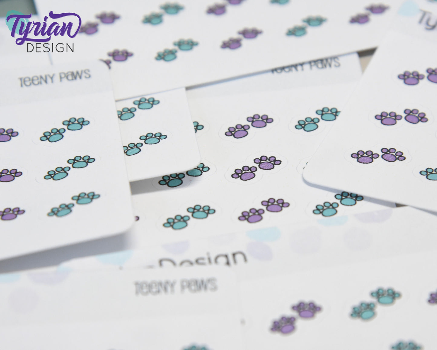 Paw Print Teeny Stickers | Tiny Paw stickers | 18 Stickers | .46" x .34" Each | 3.375" x 2.125" Mini Sheet | White or Clear