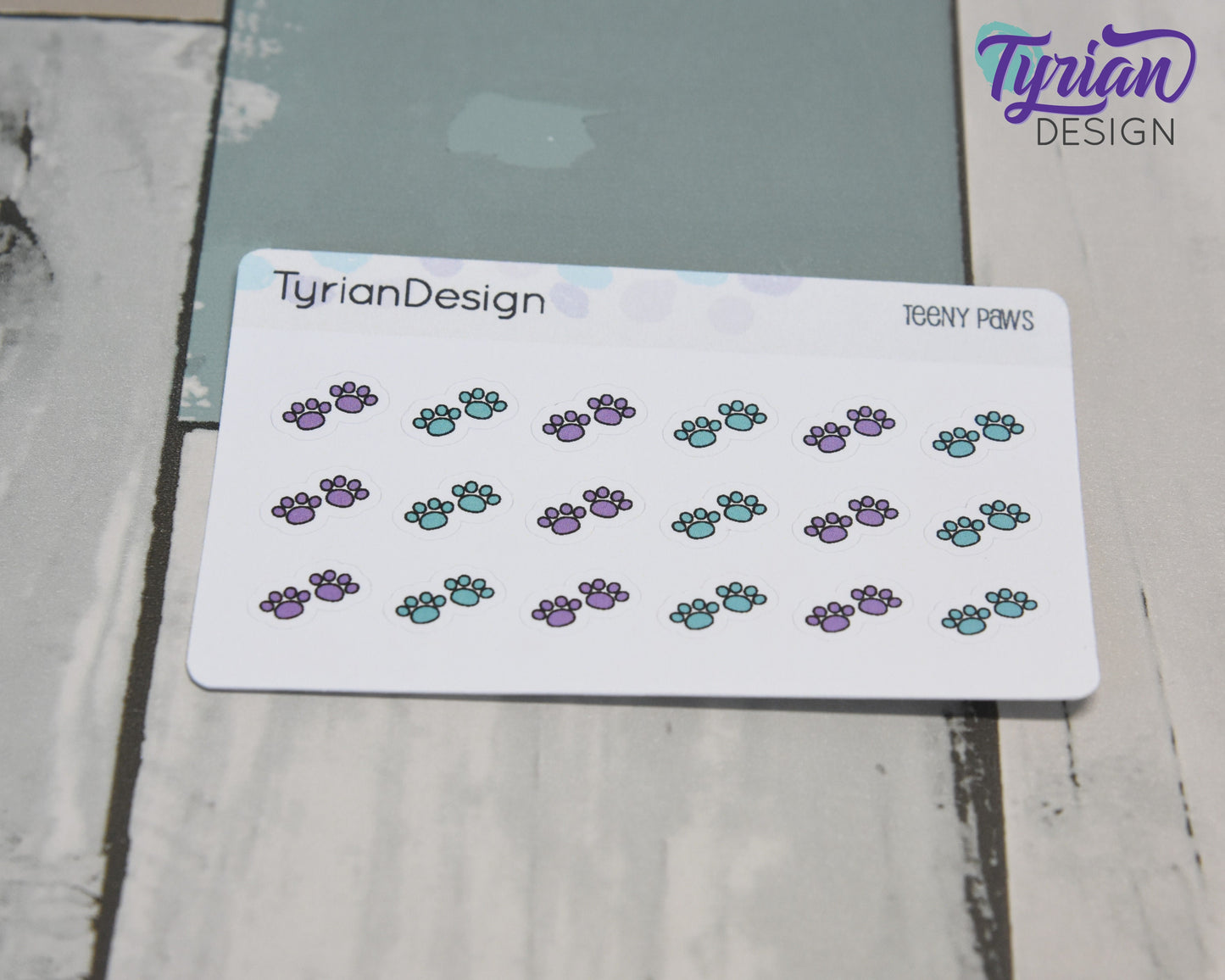 Paw Print Teeny Stickers | Tiny Paw stickers | 18 Stickers | .46" x .34" Each | 3.375" x 2.125" Mini Sheet | White or Clear