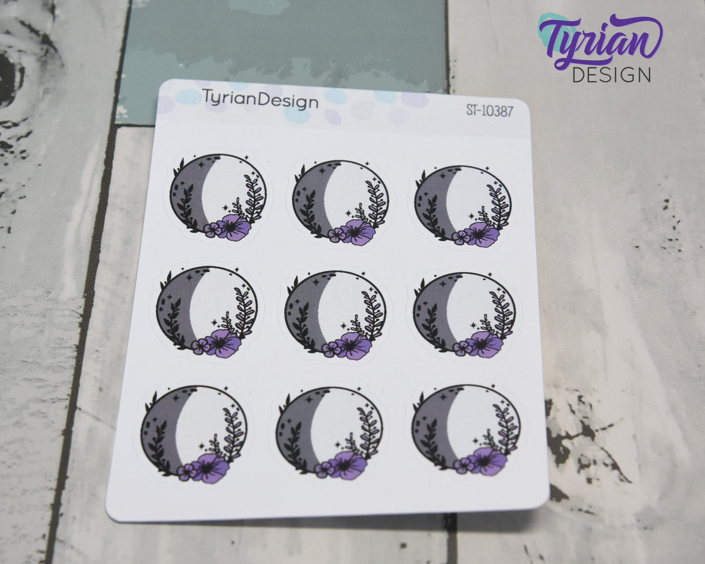 Waxing Gibbous Moon Stickers | Moon in Shadow | 9 Stickers per sheet | 1 x 1" Sticker size | | 3.5 x 4.5" Sheet | White or Clear Matte