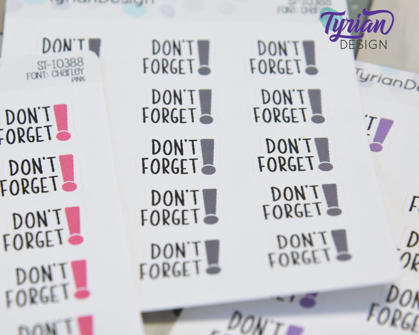 Don't Forget Stickers| 15 Stickers | .8" x .63" Each | Various Colors