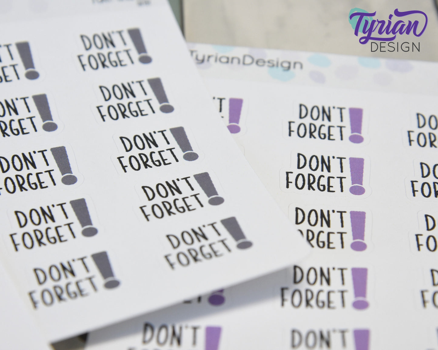 Don't Forget Stickers| 15 Stickers | .8" x .63" Each | Various Colors
