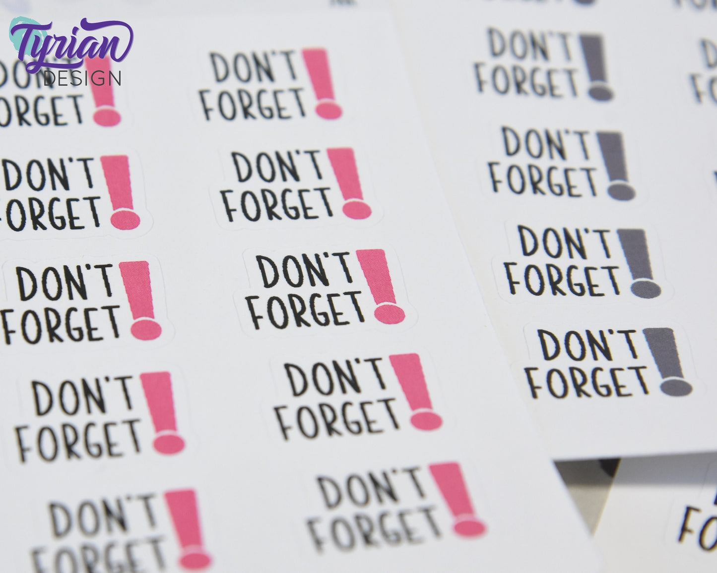 Don't Forget Stickers| 15 Stickers | .8" x .63" Each | Various Colors