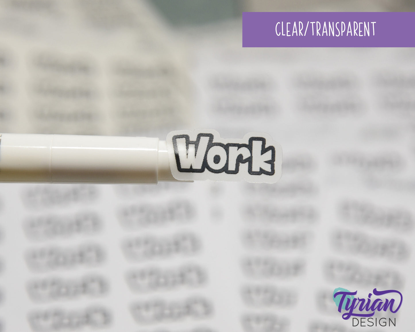 Work Stickers  | 21 Stickers | .96" x .47" Each | Detroit Font