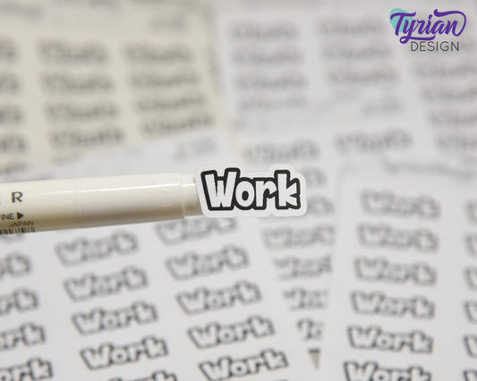 Work Stickers  | 21 Stickers | .96" x .47" Each | Detroit Font